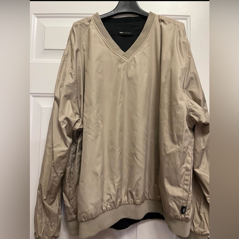 Tan/black V-neck Windbreaker Jacket